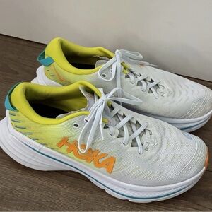 Hoka bondi X White and Yellow Running Shoes, sneakers , men size 10